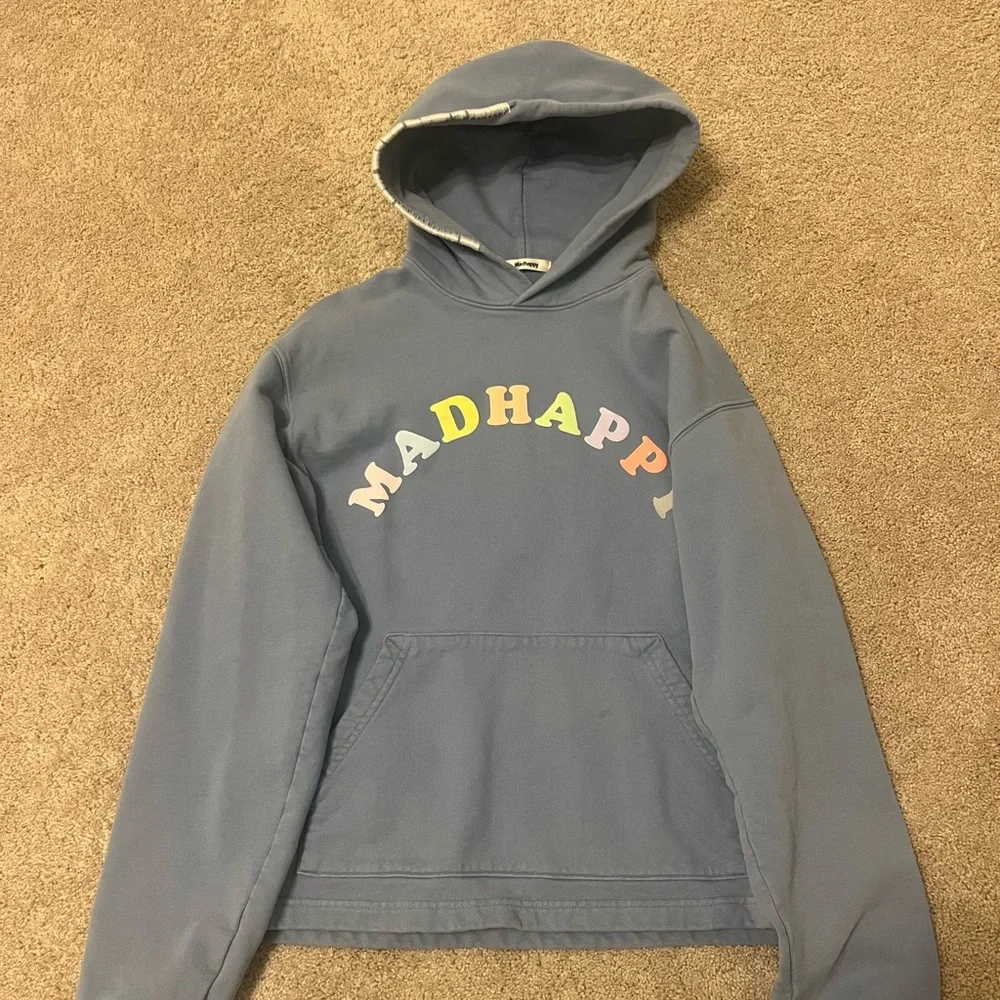 Madhappy pastel blue logo hoodie, unisex size M - Picture 3 of 5